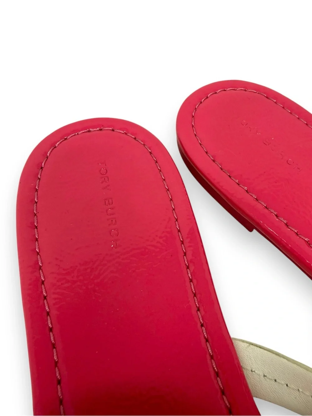 Tory Burch Strawberries ‘n Cream Patent Leather Miller Sandal Pink 12 Women’s